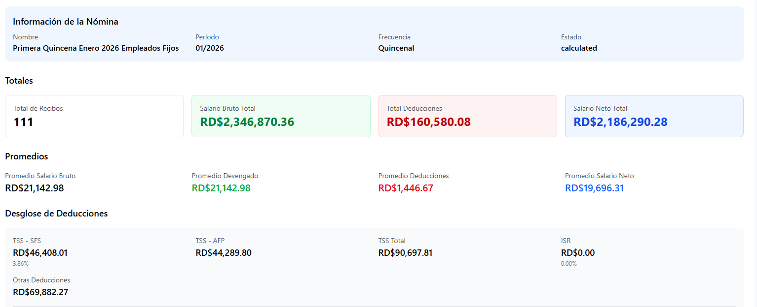 Vista General de Nómina